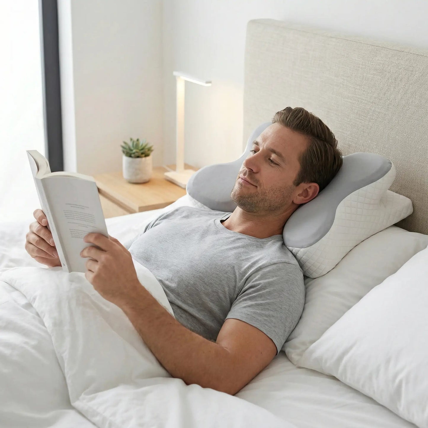 Homme oreiller cervical ergonomique gris| Mémoire de Forme