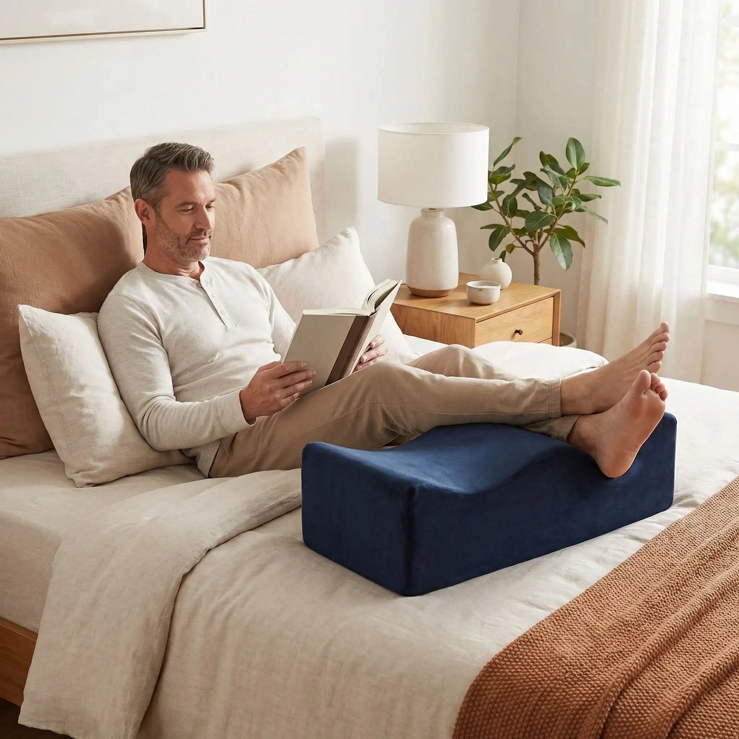 Homme oreiller ergonomique bleu foncé | Soutien Jambes