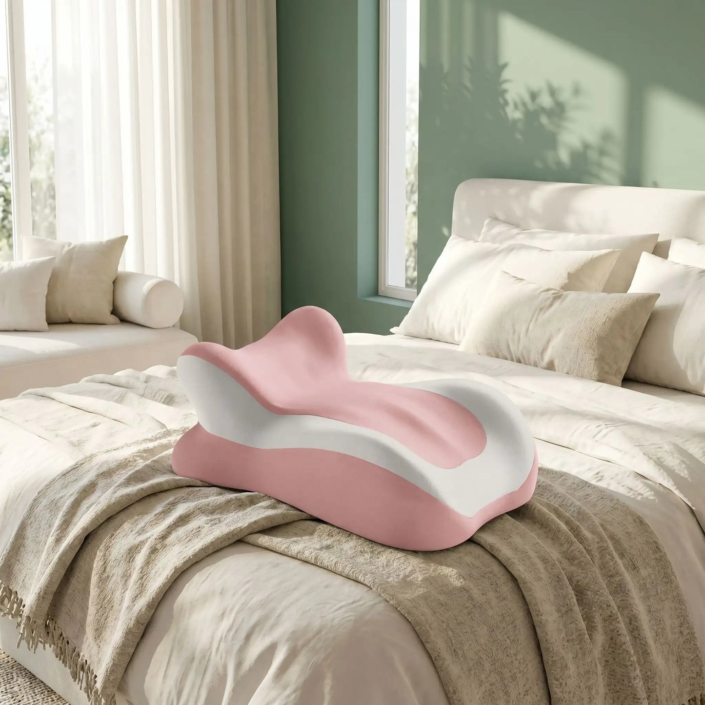 Oreiller ergonomique sans coussin rose Confort Garanti