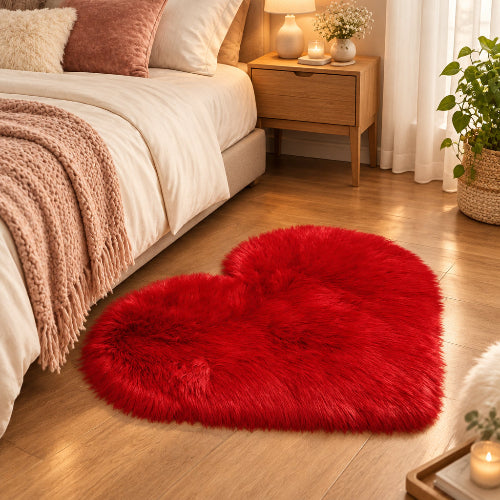 descente de lit tapis Shaggy rouge