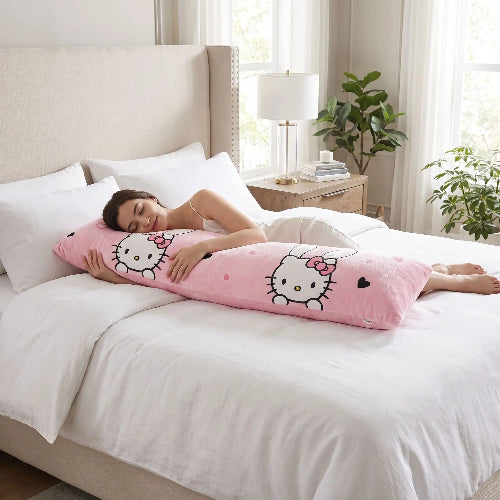 femme endormie avec traversin pour lit 180x200 lapin mignon