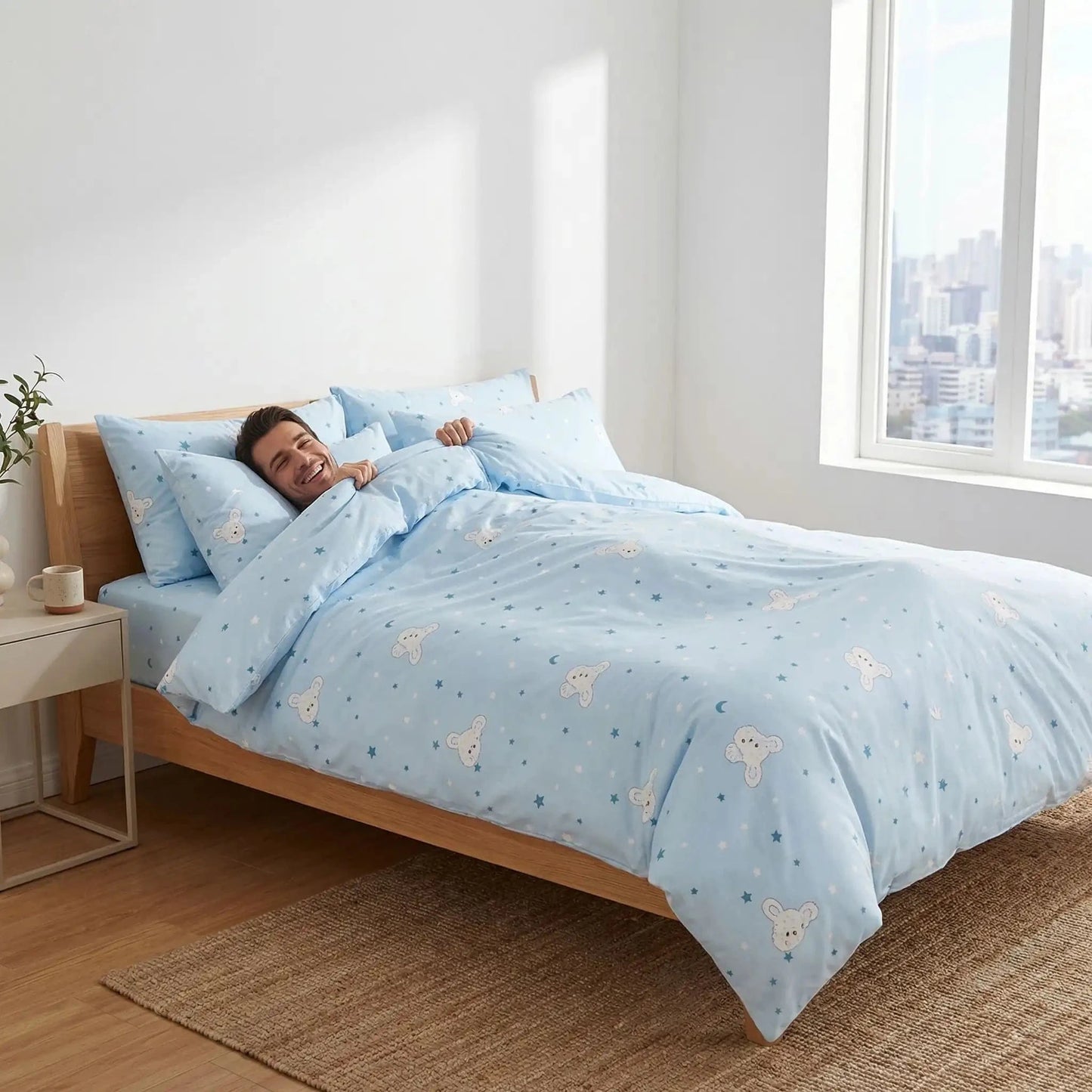homme bonne humeur housse de couette élégance confort