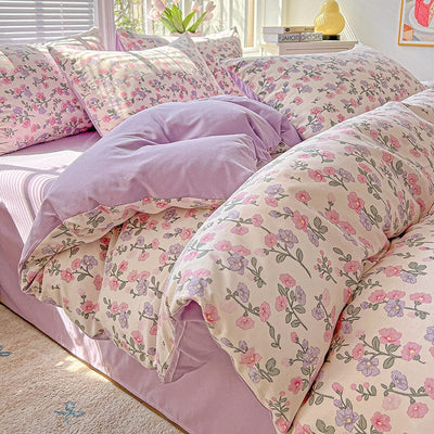 Housse de couette douce à motifs floraux roses – Chambre Élégante