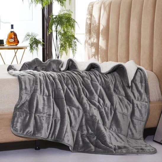 Couverture lestee grise lit sommeil zen 