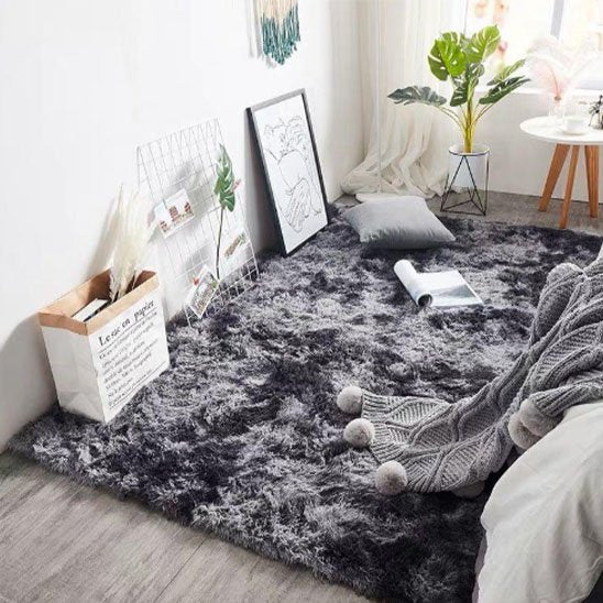 Descente de lit gris foncé Moelleuse Élégante