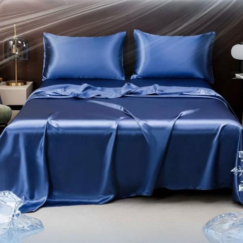 Drap frais d'été soie glacée bleu marine