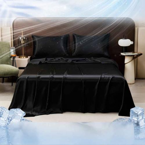 Drap frais d'été soie glacée noir