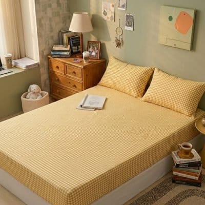 Drap housse jaune ajustement parfait chambre