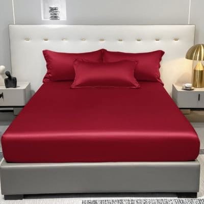 Drap housse rouge confort matinal