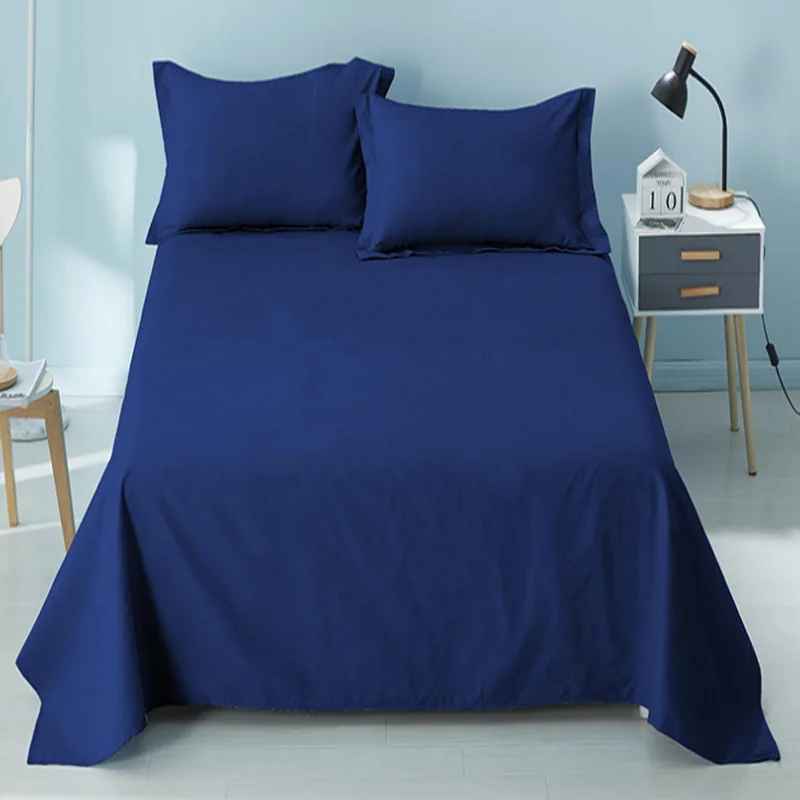 Drap plat bleu foncé polyester coton douceur
