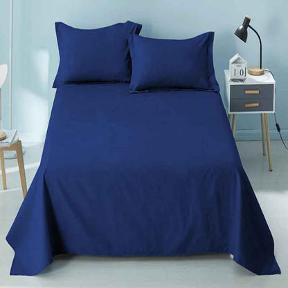 Drap plat bleu foncé polyester coton douceur