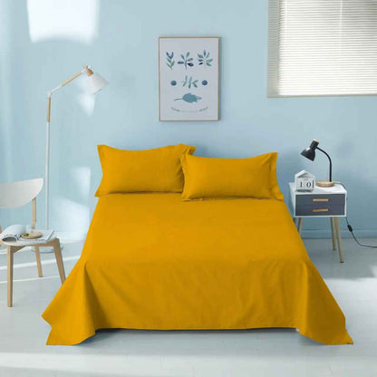 Drap plat jaune polyester coton douceur