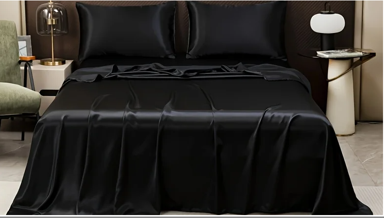 Drap plat noir satin premium