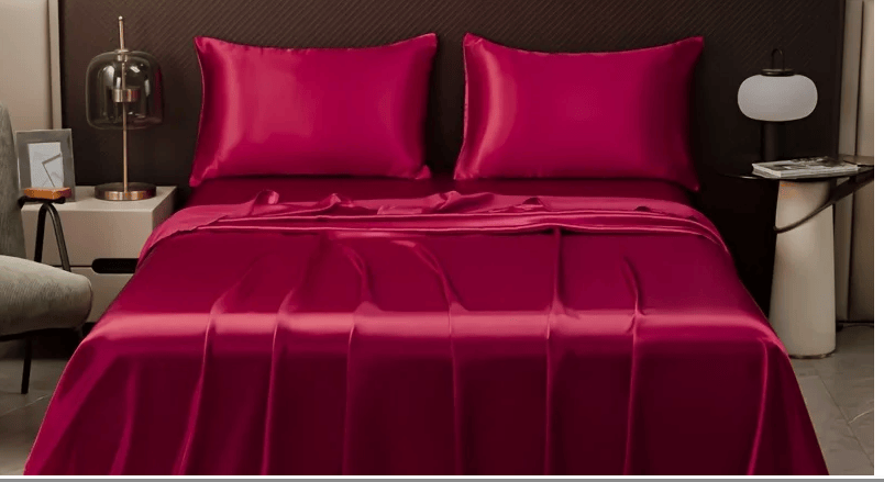 Drap plat rouge satin premium