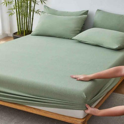 Drap rafraîchissant bambou vert avec plante dans chambre