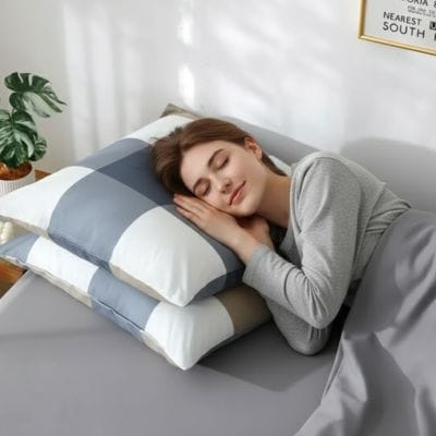Femme taie d'oreiller carreaux 50x70 | Doux Confort