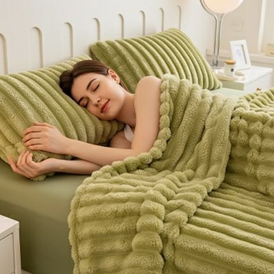 femme couverture  premium douceur  verte 
