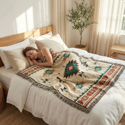 Femme endormie avec couverture  ultra artisanale