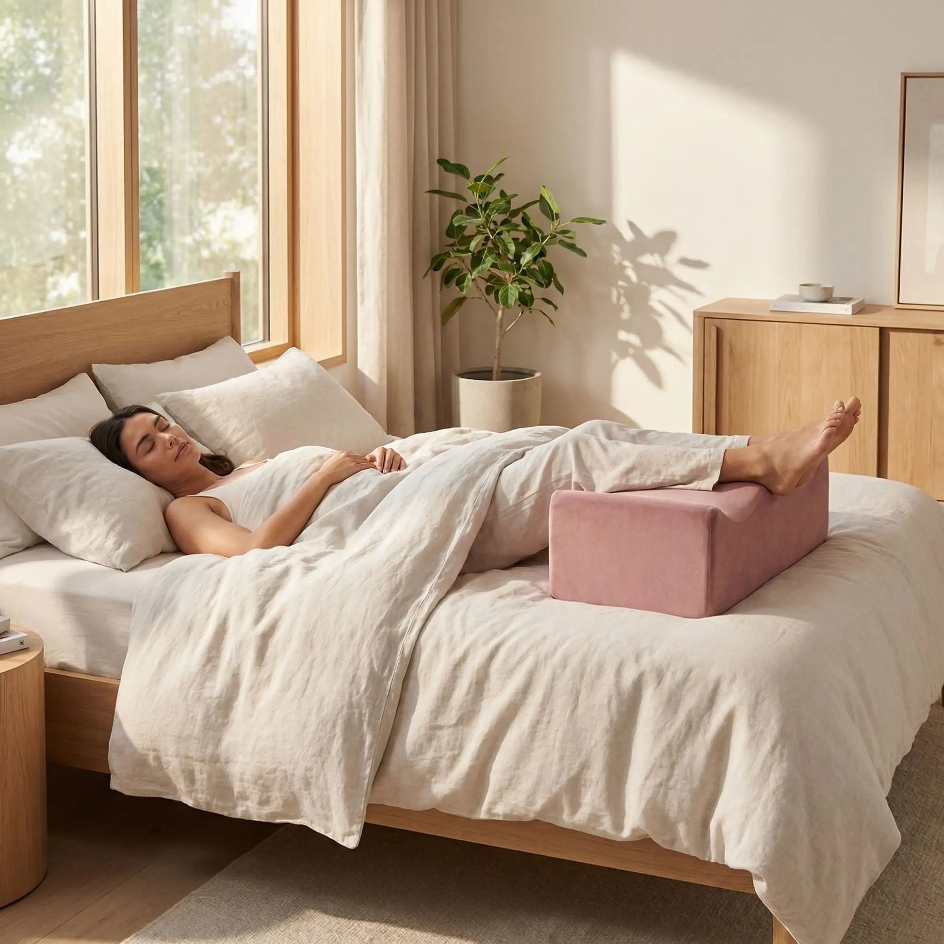 Femme oreiller ergonomique rose 