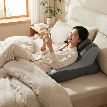 Femme oreiller ergonomique sans coussin gris  | Confort Garanti