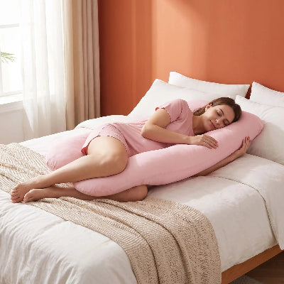 Femme sur taie d'oreiller rose Pur Coton Maternité