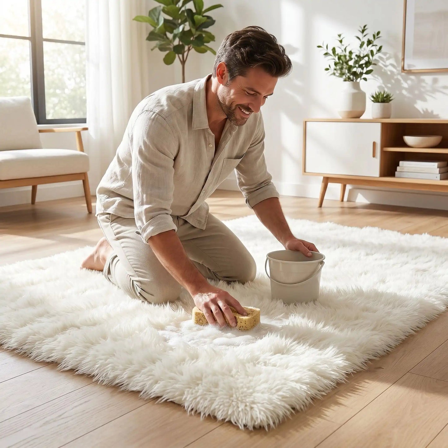Homme lave descente de lit blanche Ultra-douce