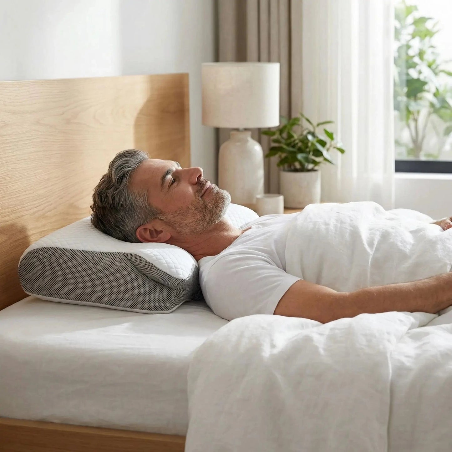 Homme oreiller cervical ergonomique gris