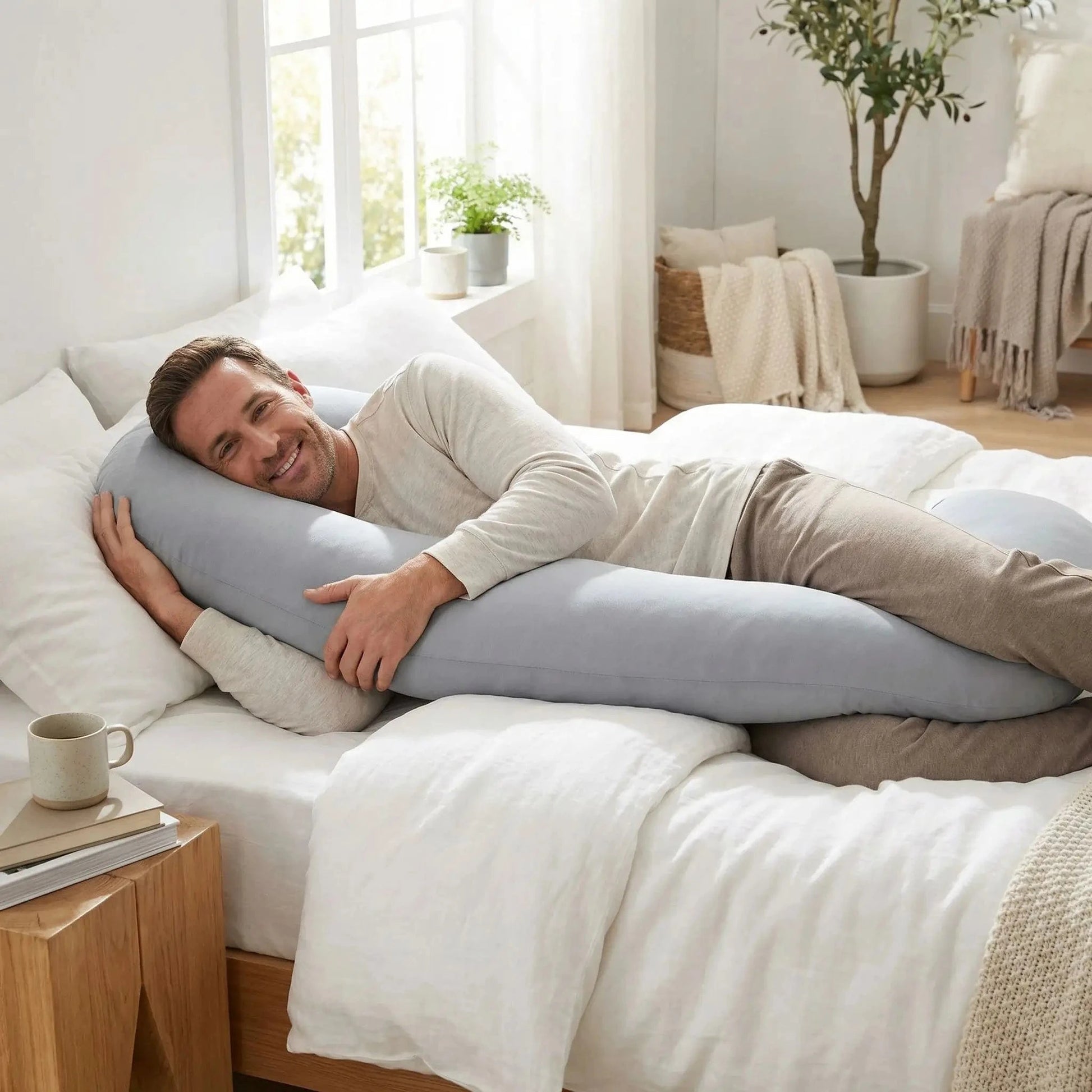 Homme-oreiller-ergonomique gris