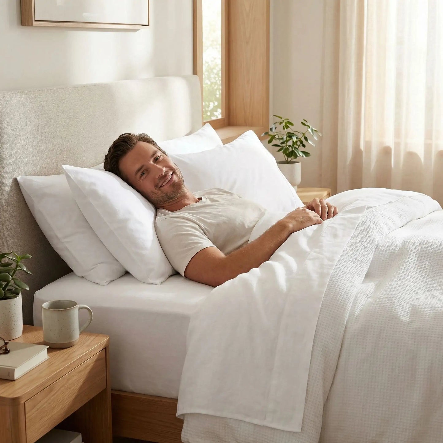 Homme taies d'oreiller blanches  | Respirant 50x70