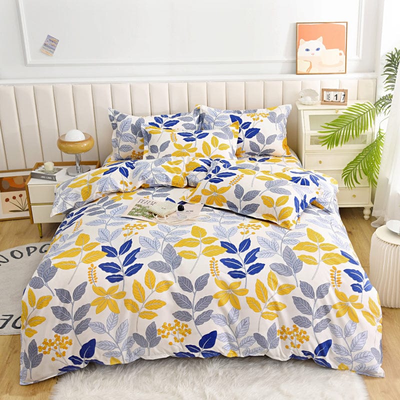 Housse de couette 220x240 cm jaune bleue Jardin Floral