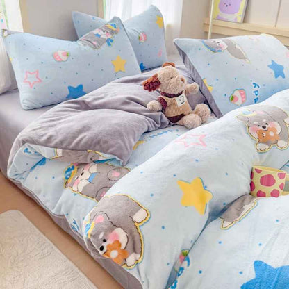 Housse de couette en flanelle jaune pastel ultra douce