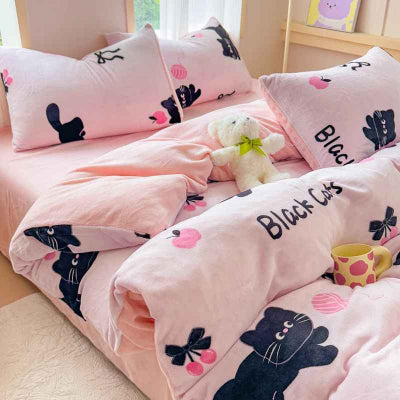 Housse de couette en flanelle rose noire Ultrasoft