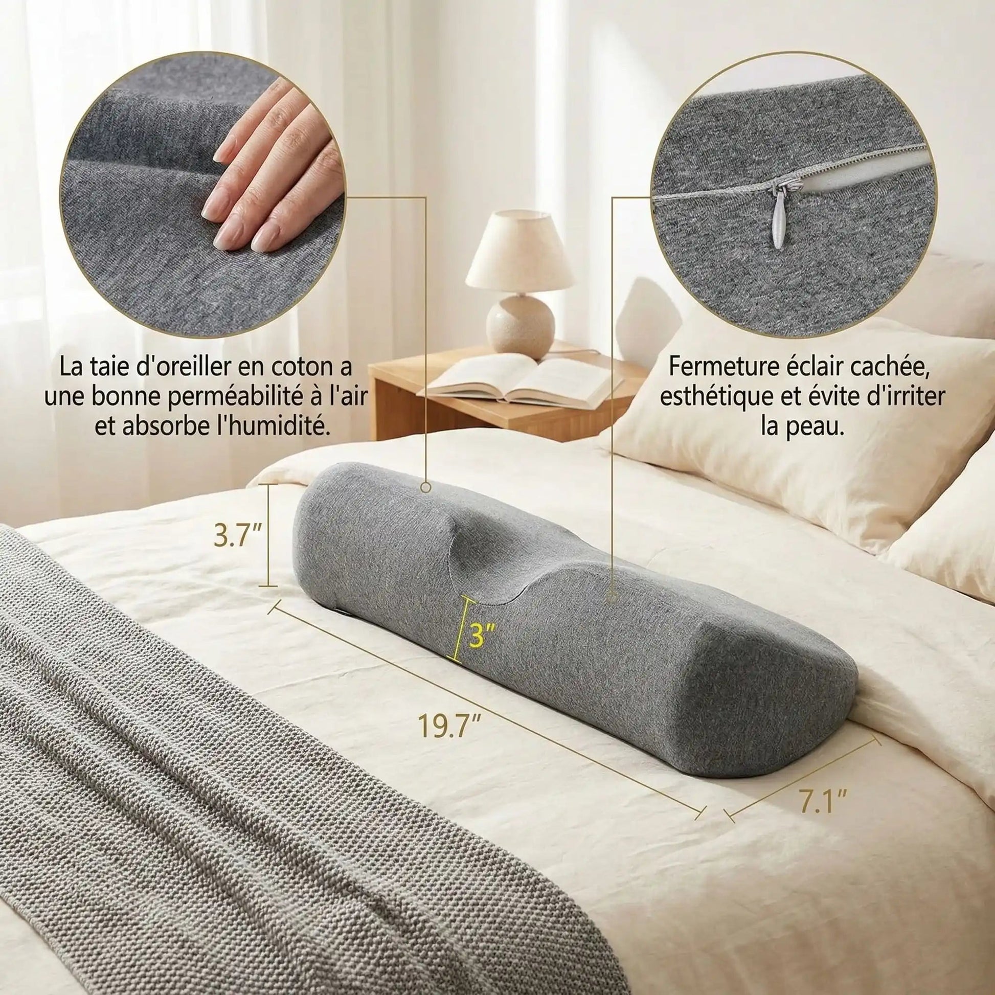 Oreiller cervical ergonomique gris | Allié du Bien être