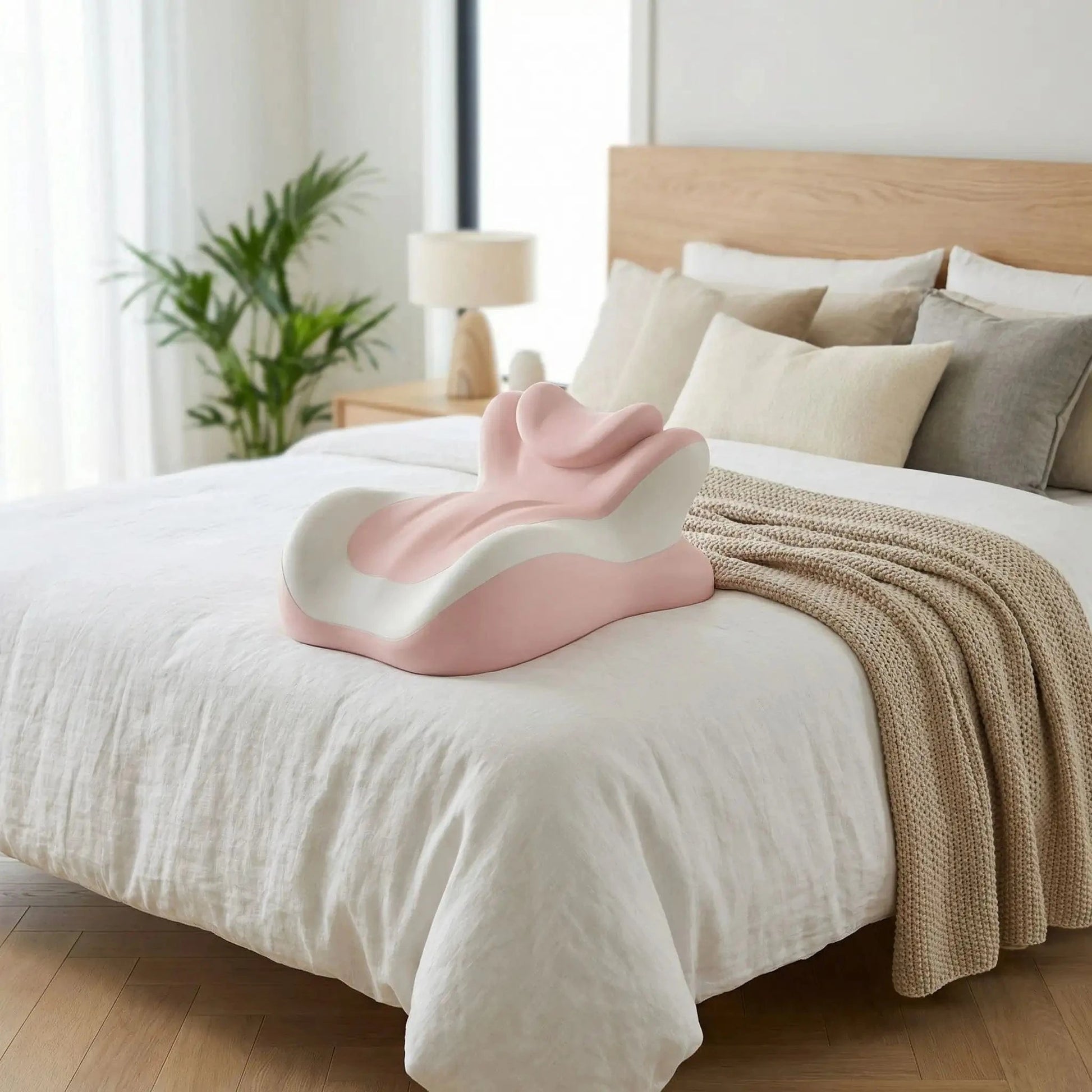 Oreiller ergonomique avec coussin rose Confort Garanti