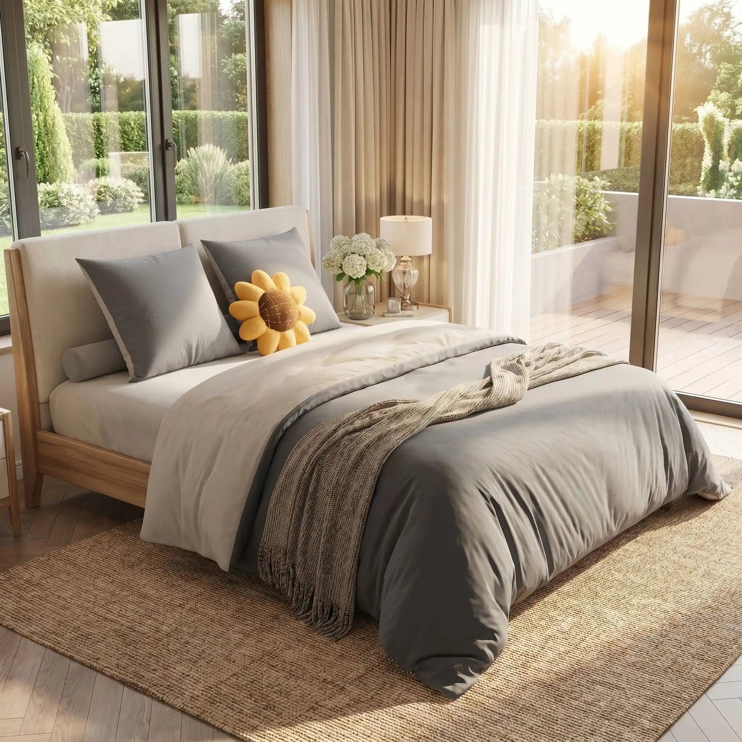 Parure de lit 160x200 noir-gris Anti-Froissage