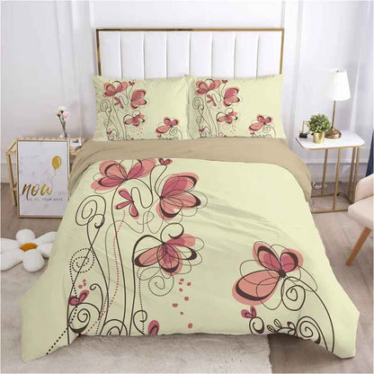 Parure de lit beige florale lotus zen