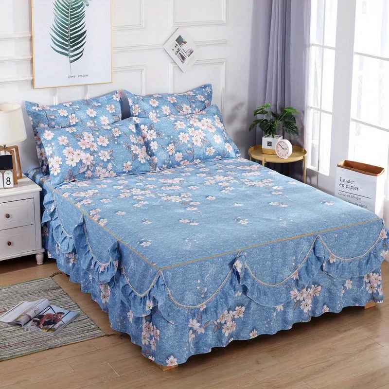 Parure de lit bleue Florale 