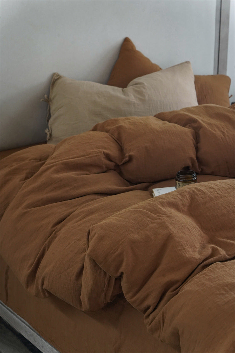Parure de lit gaze de coton caramel 