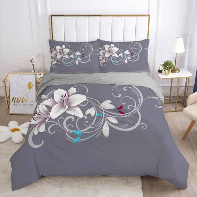 Parure de lit grise florale de lotus zen