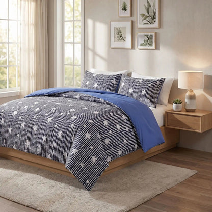 Parure de lit noire Motif Étoilé Réversible