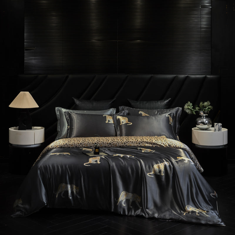 Parure de lit noire Soie Naturelle