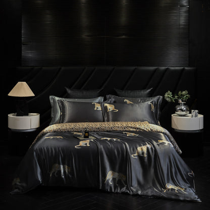 Parure de lit noire Soie Naturelle