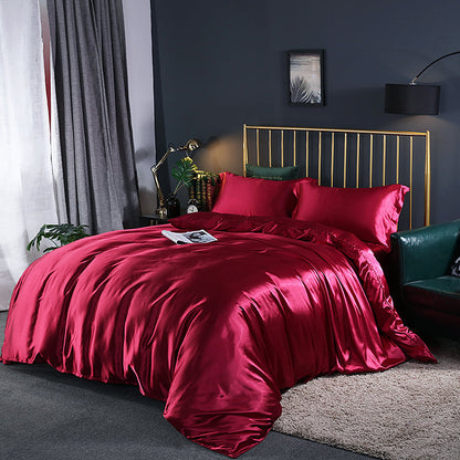 Parure de lit rouge Satin Confort 