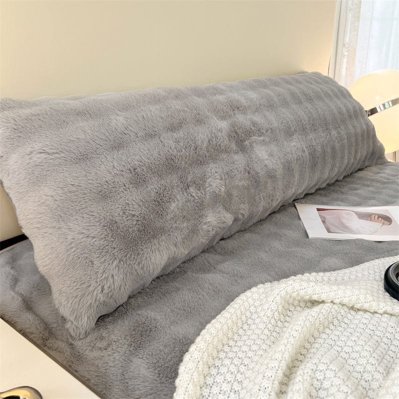 Taie d'oreiller grise peluche coton premium