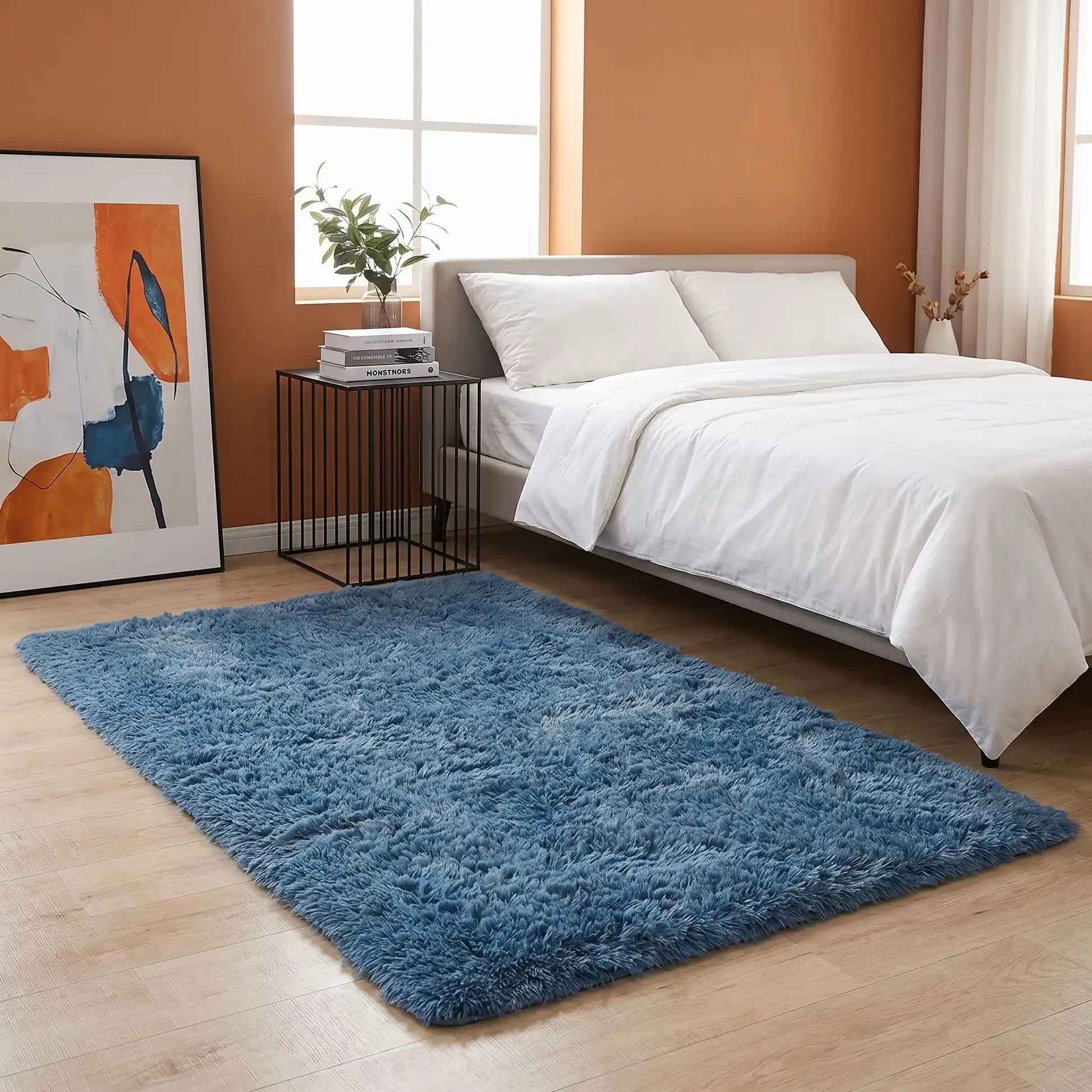 Tapis descente de lit bleu ultra douce