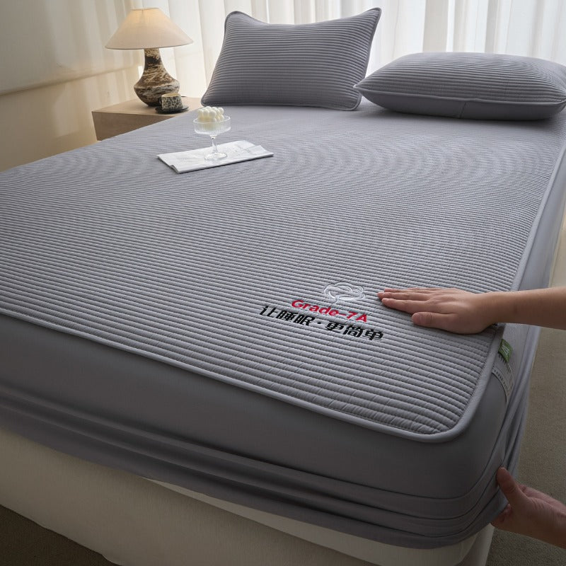 drap housse 90x190 cm gris coton naturel