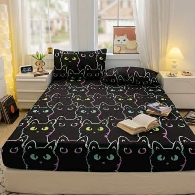 Drap housse noir ultra doux