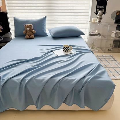 drap plat 2 personnes bleu clair sans repassage