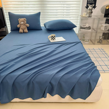 drap plat 2 personnes bleu fonce sans repassage