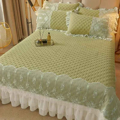 drap plat 2 personnes vert matelassé